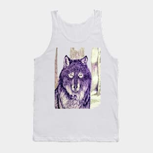 Wolf - blue ink Tank Top